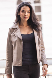 Chaqueta de Punto de Poliéster para Mujer, Estilo Motero, Manga Larga, Casual, Ajustada, Color Sólido, con Cremallera, Impermeable y Transpirable - Product Image 4