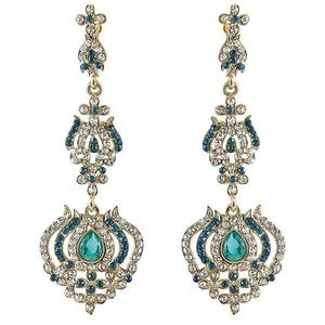 Kriaa ต่างหูแบบห้อยหินสีฟ้าออสเตรียชุบทอง1302027 - Product Image 1