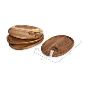 Best Choice Natural Acacia Wooden Wine Appetizer Plate with <b>Glass</b> Holder Wood Serving <b>Trays</b> for Picnic Party from Vietnam - Product Image 3