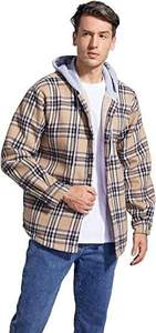 Custom Men's <b>Quilted</b> Plaid Cotton Jacket with Sherpa Fleece Lining Full Zip Hooded Flannel <b>Shirts</b> Winter Fall Winter - Product Image 4