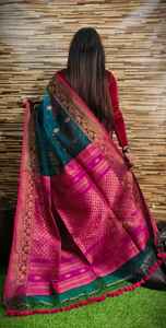 Sari RESHOM MOSLIN BENARASI en tissu tissé écologique à séchage rapide pour filles, léger, pour les mariages - Product Image 6