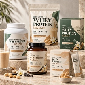 Proteína de Suero de Leche de Pastoreo Personalizada con Etiqueta Privada OEM, 28 g de Proteína, 30 Porciones, Sabor Vainilla y Mantequilla de Cacahuete, Nutrición Deportiva - Product Image 3