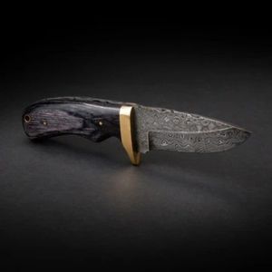 มีดล่าสัตว์เหล็กดามัสกัสทำด้วยมือมีลายน้ำฝนทำจากไม้และปลอกหนังสำหรับผู้ที่ชื่นชอบ DIY - Product Image 2