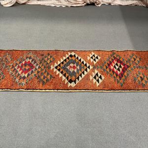 พรมตุรกี, พรมวิ่งขนาด 2x9.6 ฟุต, พรมวินเทจลายดอกไม้สีน้ำตาลทำจากขนสัตว์ - Product Image 5