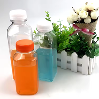 Bouteilles carrées jetables transparentes en PET de 8oz, 12oz, 16oz pour médicaments et boissons, avec bouchon à vis et impression sérigraphique – Vente en gros