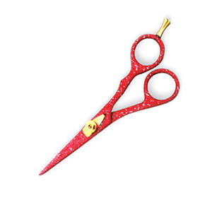 Ciseaux de coupe de cheveux de barbier de meilleure qualité ciseaux de coupe de cheveux en acier inoxydable enduit de couleur rouge avec vis réglable - Product Image 5