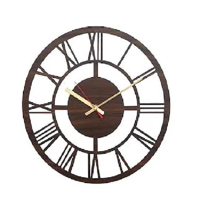 Minimalist Cheapest Farmhouse Large Size Wall Decor Item Solid Wood Nordic Silent Wooden-Like Wall Clock