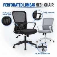 Chaise de bureau ergonomique en maille, réglable en hauteur, pivotante, pour ordinateur, conférence, poste de travail, mobilier commercial, base en PP