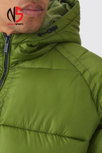 เสื้อแจ็คเก็ตพัฟเฟอร์สีเขียวมะกอกสำหรับผู้ชาย รุ่นยอดนิยม น้ำหนักเบา มีฮู้ด เสื้อโค้ทกันหนาว กันลม และให้ความอบอุ่น เสื้อแจ็คเก็ตสำหรับผู้ชาย - Product Image 6