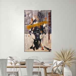 Impression sur toile de visage de femme abstrait : Art mural moderne en verre trempé, toile encadrée - Product Image 1