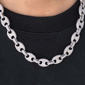 Pulsera Cubana de Moissanita Brillante, Plata Blanca, 14mm, 22 Pulgadas, Lujosa, con Incrustaciones de Diamantes, Certificada, Chapada en Oro de 14k, Unisex - Product Image 6