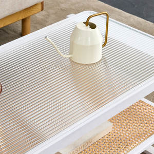 Table basse DreamCraft moderne minimaliste blanche à double niveau, convertible, mobile, avec bord en imitation rotin, style scandinave pour la maison - Product Image 4