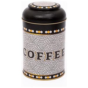 Ø105ดีบุกลายโมเสกเรขาคณิต1.2L โลหะกลม X 150มม. พร้อมฝาโดมสำหรับเก็บฝักกาแฟขนาด105มม. X 150มม. x 1.2L - Product Image 2