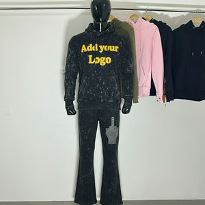 Survêtements en molleton 100% coton avec logo personnalisé, lavage à l'acide, effet délavé au soleil, sweat-shirts à fermeture éclair et pantalons de survêtement, ensembles de survêtement - Product Image 1