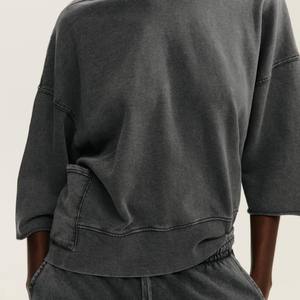Ensemble surdimensionné de pantalons de survêtement à capuche pour femmes Streetwear décontracté écologique 100% coton polaire logo brodé personnalisé sweat à capuche goutte - Product Image 2