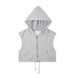 Best Deal Custom Cropped <b>Sleeveless</b> <b>Hoodies</b> Woman Blank Cotton Terry Pullover Any Size Women's Custom Print Design - Product Image 5