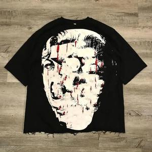 Servicio OEM/ODM Fabricación de marca propia sin dobladillo Camisetas para hombres Serigrafía Color negro Camisetas de gran tamaño para hombres - Product Image 1