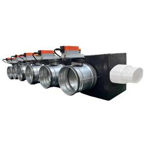 Pleno de Espuma de Poliuretano Lindab de 6 Zonas con Amortiguadores Motorizados de 160 o 200 mm para Sistemas HVAC con Conexión Lateral VMC - Product Image 1