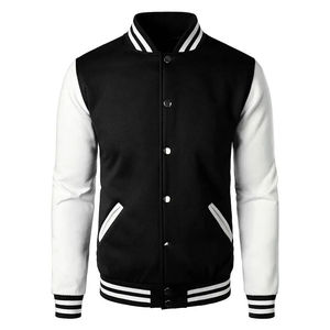 Chaqueta Universitaria de Béisbol de Cuero Básica Personalizada para Hombre, Cuello Alto, Prenda Exterior con Diseño Universitario, Nuevo Estilo Bomber Básico - Product Image 6