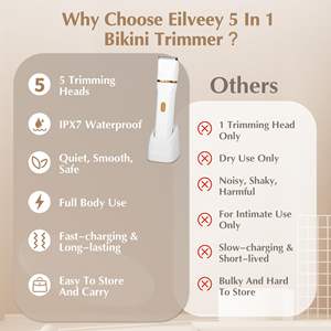 Depiladora Eléctrica Recargable 5 en 1 para Mujer, Afeitadora Impermeable para Cuerpo y Rostro, Recortadora de Vello - Product Image 1