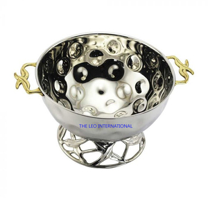 Tazón decorativo con diseño de forma de hoja chapado en oro con textura martillada pulida brillante, tazón de Metal de latón de acero inoxidable - Product Image 3