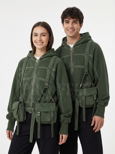 Sweats à capuche en molleton français de haute qualité personnalisés, 450 GSM, avec poches utilitaires et bretelles réglables, vêtements de rue tendance, sweats à capuche de voyage - Product Image 4