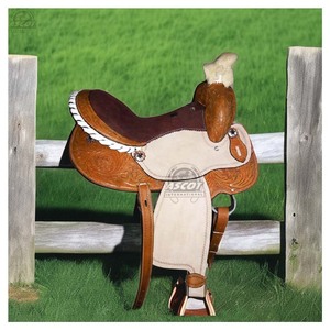Custom Horse Stock Saddle in pure Leather Suede Seat Western <b>Tooling</b> Saddle floral handmade wholesale - Product Image 1