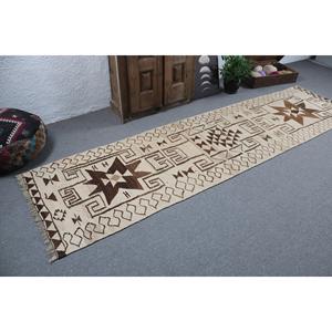 Vintage <b>Runner</b> <b>Rug</b> 2.9x11 ft (88x336 cm), Herki Brown Patchwork Turkish <b>Rug</b> - Product Image 2
