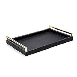 Marbre fantaisie de couleur noire Nouveau design moderne Décoration avec poignée de couleur or pour plateau de service en métal pour fournisseurs de gros - Product Image 2