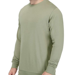 Sweat uni à manches longues en coton pour hommes avec col ras du cou personnalisé pour hommes pas cher de haute qualité - Product Image 6
