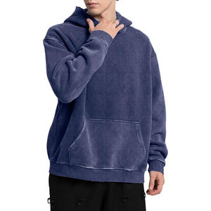 Jersey de lana lavado con ácido de invierno al por mayor de alta calidad 100% algodón Diamond-set B Logo estampado hombre y mujer Sudadera con capucha - Product Image 2