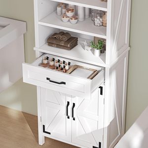 Libreria Moderna Cotowins a 5 Ripiani Bianca con Ante <span class=keywords><strong>e</strong></span> Cassetto, Mobile Contenitore per Ufficio, Scaffale Espositivo - Product Image 5