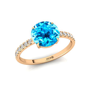 Anillos solitarios de Halo de diamantes reales y piedras preciosas de Topacio Azul suizo natural de 2,35 quilates de alta calidad en oro sólido de 18 quilates a precios mayoristas - Product Image 4