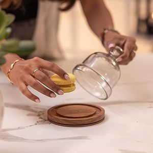 Sleek Modern <b>Silicone</b> Cake Stand with Nickel Black Metal Base Glass Cover Dishwasher Safe for Home Restaurant or Event Tables - Product Image 3