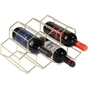 High Quality Eco-Friendly Minimalist Hexagon Shape Metal Iron Wine Rack 6-Bottle Holder Countertop Storage - Product Image 5