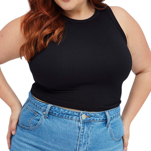 เสื้อครอปออกกำลังกายแบบสวมใส่สบาย ไร้รอยต่อ ไซส์ใหญ่ ผ้าถักยืดหยุ่น นุ่มบางเบา รับสกรีนโลโก้ เสื้อยิม - Product Image 1