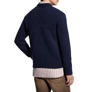 Pull en laine mélangée de luxe à col rond en tricot intarsia de qualité supérieure, style respirant, surdimensionné, marque privée, pull d'hiver - Product Image 4