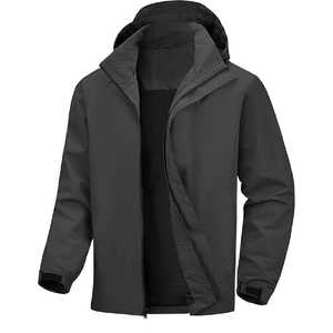 igh Quality Men's Outdoor Waterproof Nylon <b>Jacket</b> <b>Smart</b> Casual Hooded Sportswear with Front Logo Spring Coated Zipper Closure - Product Image 1