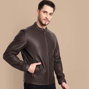 เสื้อแจ็กเก็ตหนังแท้สำหรับผู้ชายแบบคลาสสิกออกแบบได้ตามต้องการเสื้อแจ็กเก็ตมอเตอร์ไซค์ทรงสลิมฟิตมีสไตล์ - Product Image 1