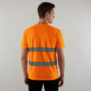 Chemise de sécurité de chantier en polyester haute visibilité, imperméable, avec éclairage LED, conforme à la norme ANSI Classe 2, bande réfléchissante, couleur unie, logo personnalisé pour hommes - Product Image 6