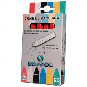 SOPPEC Red Marking <b>Chalk</b> 12 Pieces/Box Unpapered Traditional Product - Product Image 3