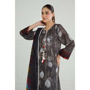 Ensemble de costume en tissu imprimé laqué noir pour femmes, 3 pièces - Product Image 5