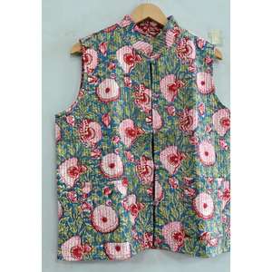 Chaleco Acolchado con Estampado Floral, Talla Grande, Estilo Boho, Sin Mangas, Invierno, con Botones, Reversible, Ecológico, para Mujer - Product Image 3