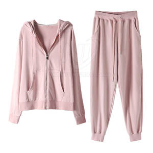 Uso al aire libre Ropa de mujer Color sólido Algodón Chándal Bajo Moq Diseño personalizado Chándales de mujer - Product Image 1