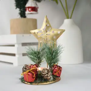 Candelabros de candelita de oro de lujo nórdico Navidad 2023 MESA DE Metal decorativa tarro de vela de luz de té