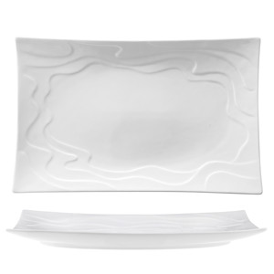 Assiette rectangulaire M1934 Wave en porcelaine fine, 35,8 x 22,8 cm, pour la restauration, les hôtels, la vente en gros - Product Image 1