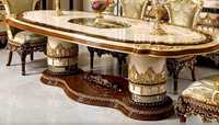 Table à manger en teck indien de luxe moderne, durable, de conception baroque, fabriquée à la main, avec taille et couleur personnalisées