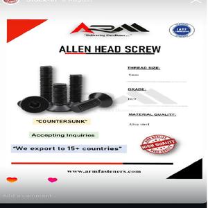 Tornillo de cabeza Allen de acero inoxidable de alta calidad Grado 10,9 Acabado de acero de aleación Fabricado EN LA India Medido en pulgadas - Product Image 2