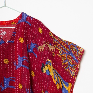 Kaftans Kantha amples en coton naturel, imprimés au bloc, écologiques, respirants, longueur genou, pour la plage, vente en gros, assortiment - Product Image 6