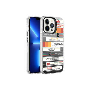 Étui rigide à motif de devise protectrice OMSY pour iPhone 13 Pro Max, coques arrière en TPU souple disponibles dans des styles INS - Product Image 1